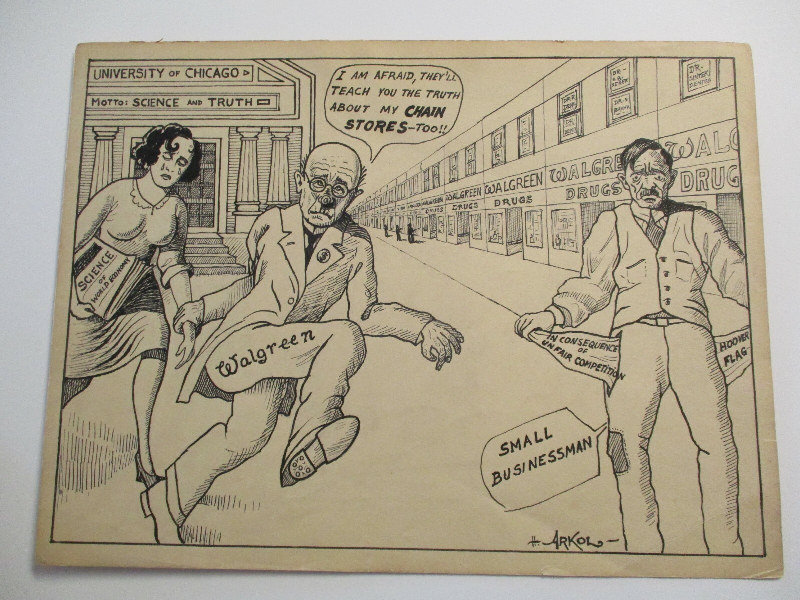 ANTIQUE PAINTING DRAWING ILLUSTRATION SATIRE POLITICAL WAR HISTORY REPEATS ARKOL