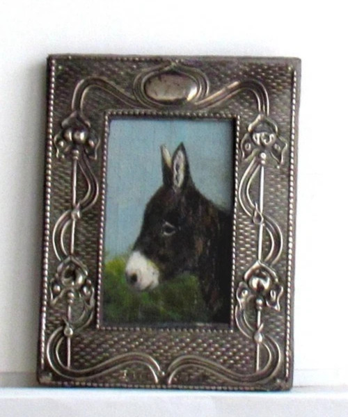 ANTIQUE VINTAGE SUPERB BEAUTIFUL MINIATURE PAINTING PORTRAIT OF DONKEY
