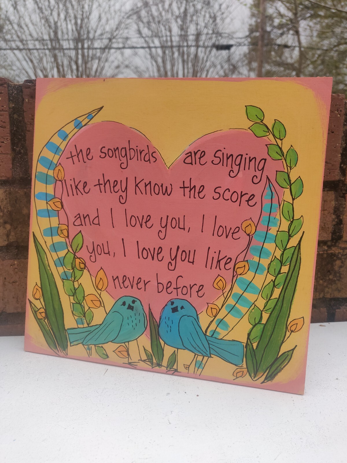 Fleetwood Mac Songbird Lyric Painting on 10 x 10 x 1/8″ wood panel, Song Wall Ar