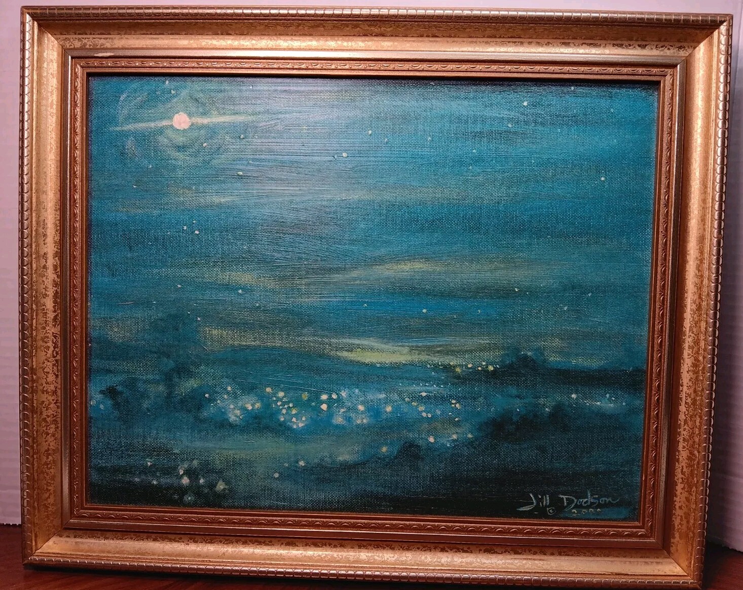 Jill (M.) Dodson «Moonlit Mist In The River Valley» Unique Hand Textured Print