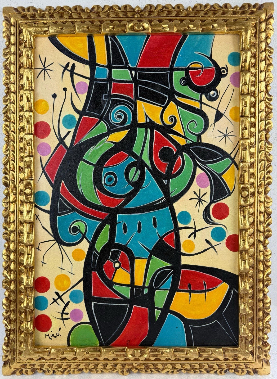 Joan Miró (Handmade) Oil On Canvas Painting signed and stamped