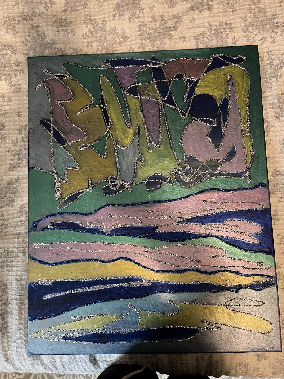 Mixed Media Acrylic Over Canvas original hand painted And Signed By The Artist