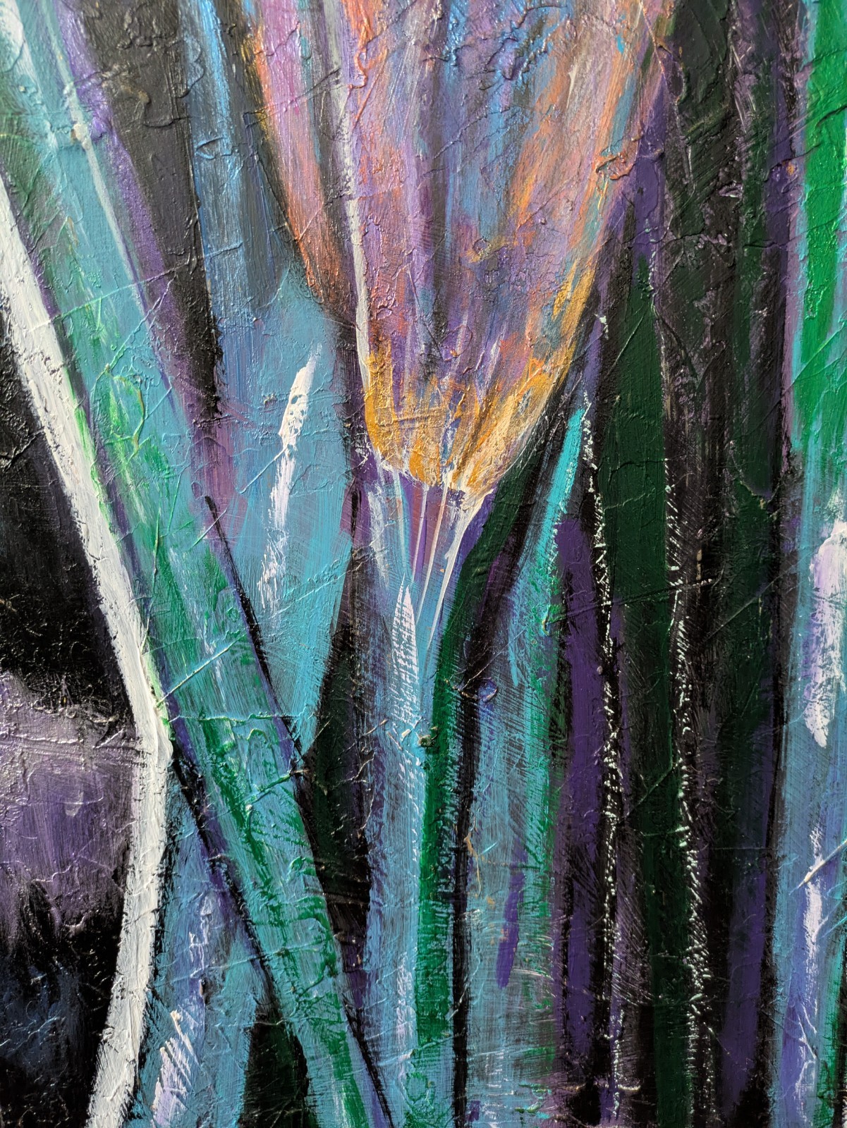 THE VIOLET FLAME — Monumental 80” Triptych | Acrylic & Gold Leaf -K. Bickman Art