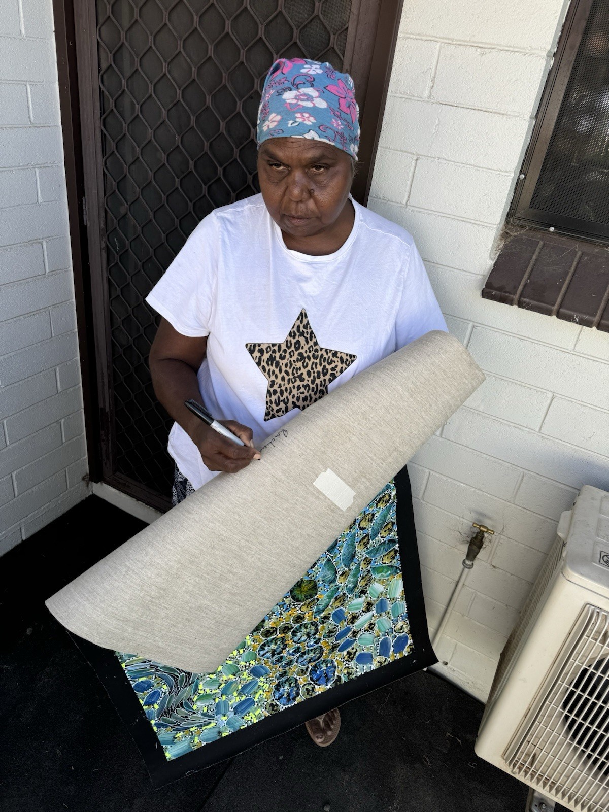 Rachael Nambula. Authentic Aboriginal Art. Size 110cm x 60cm,Pencil Yam