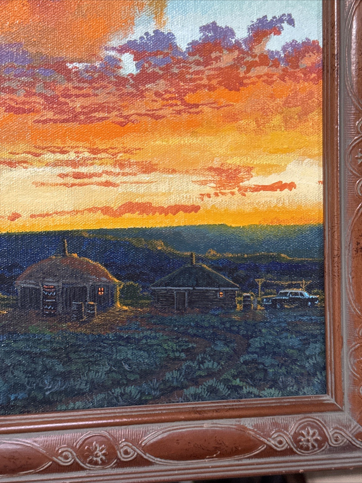 Redwing Nez Painting Sunset Landscape American Native Indian Tribal Listed Small