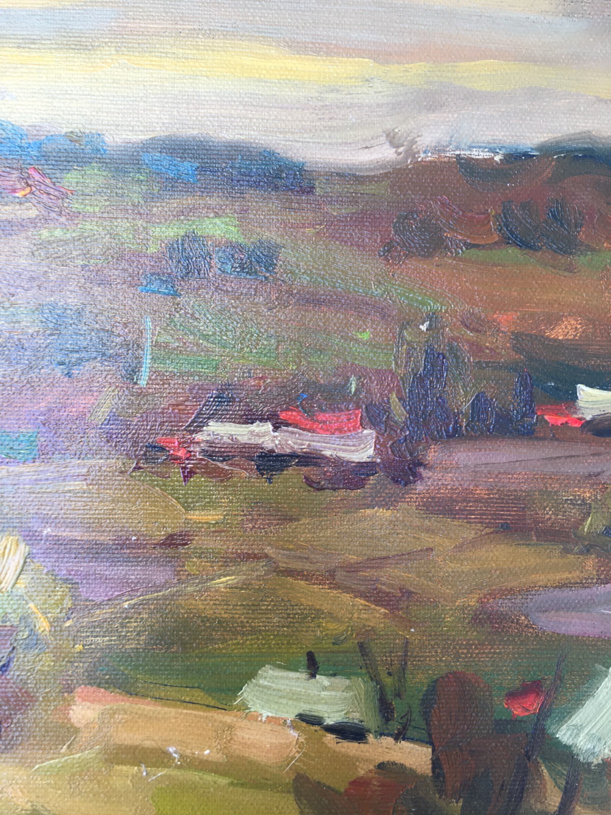 Oil painting Village Ukrainian painter canvas Unframed original Decor landscape