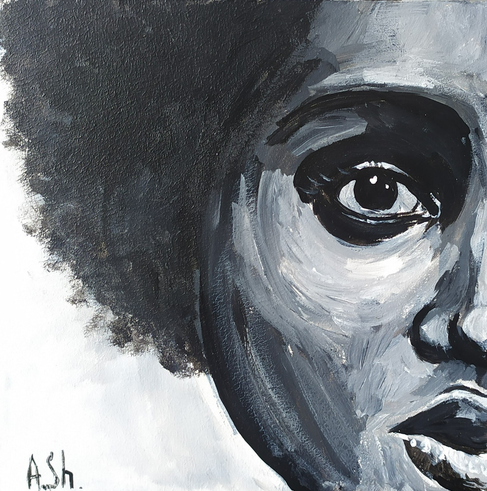 Black woman portrait Original acrylic painting female portrait face artwork 8×8″
