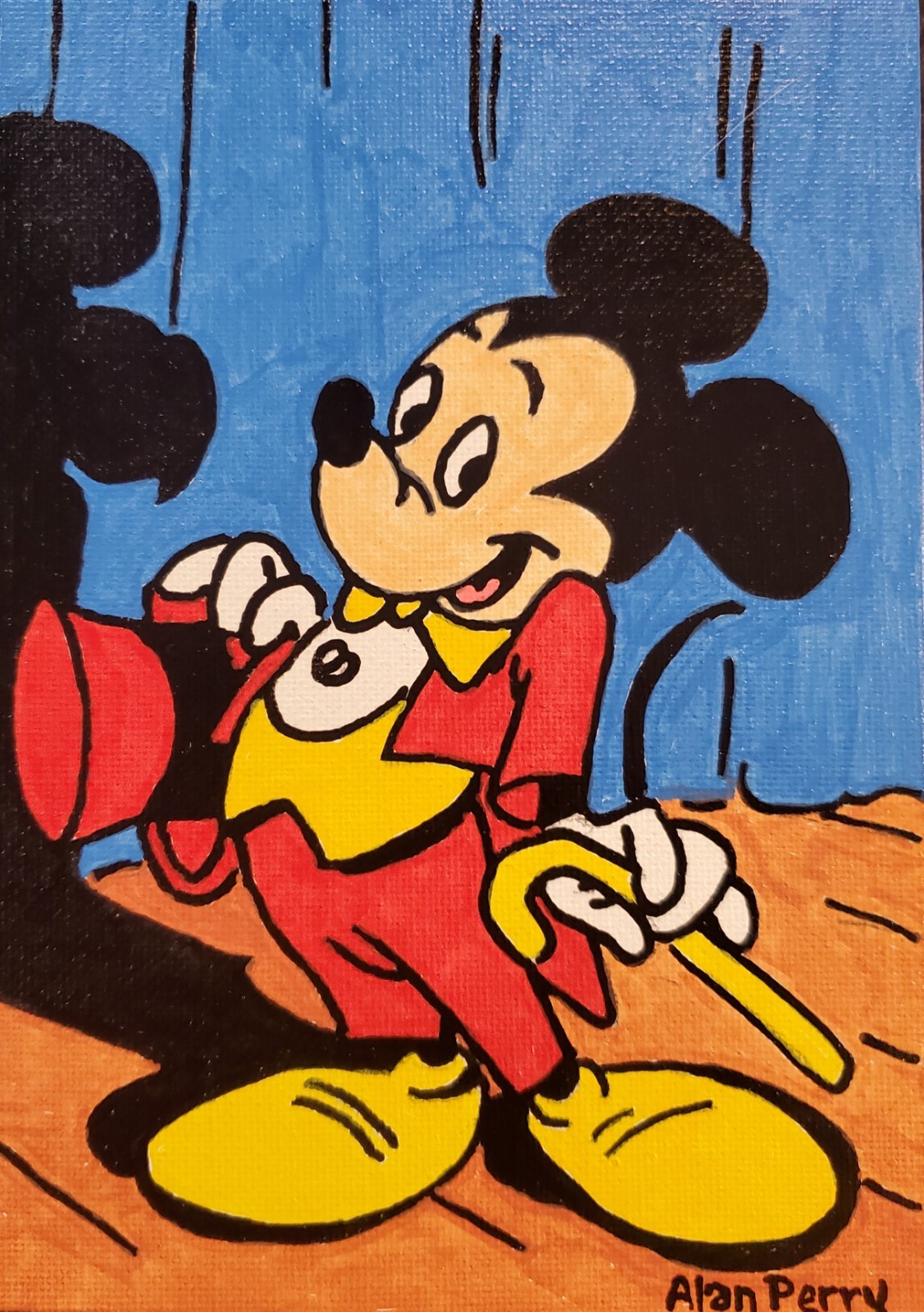 Mickey Mouse, Original 5″ x 7″ Acrylic Painting