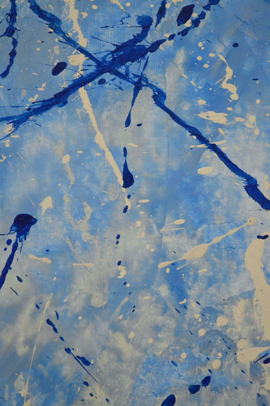 64”X44” Pollock/Richter style canvas ￼painting Acrylic,Abstract, Modern,X Large