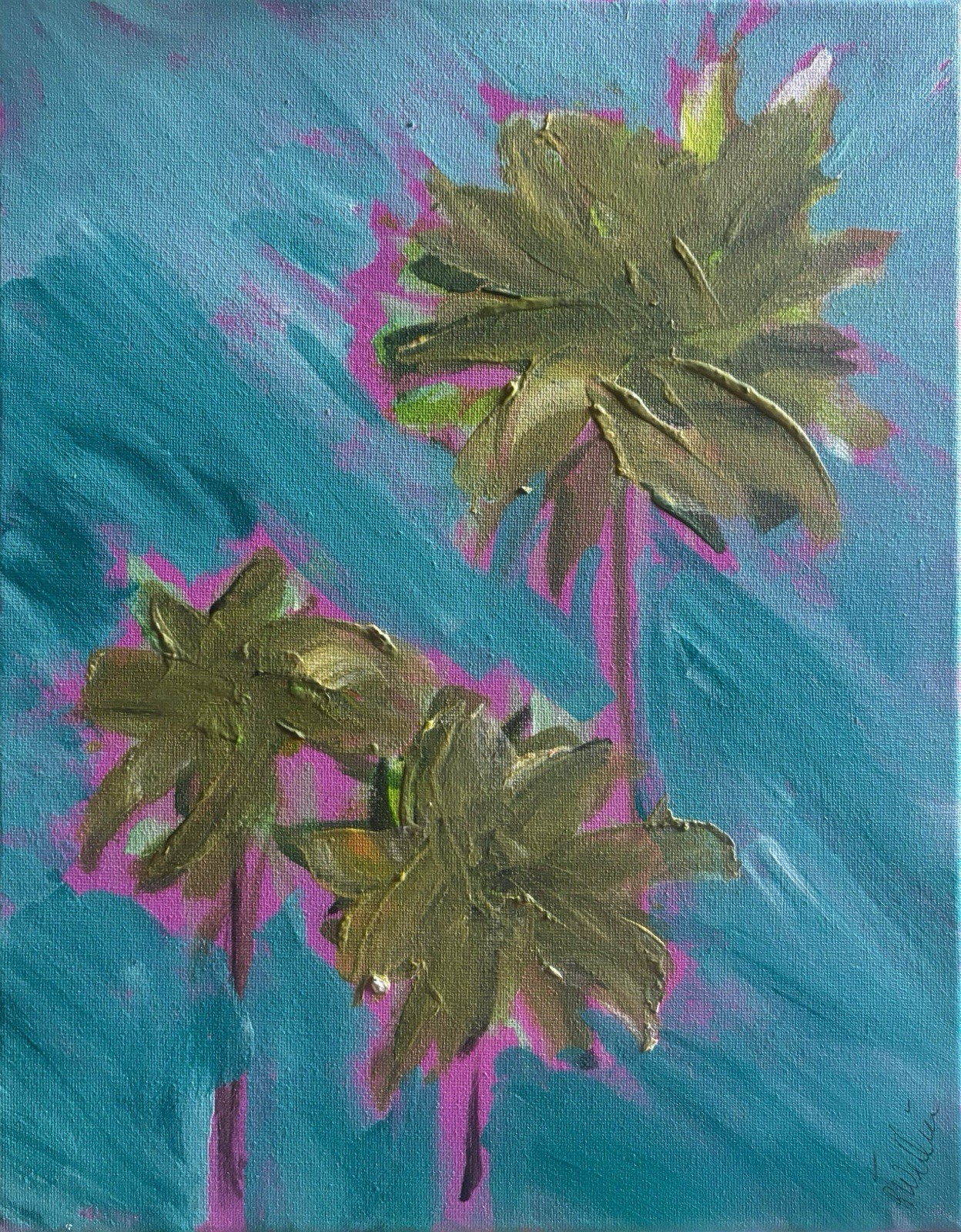 Palm Trees Seascape Impression 11×14 ABSTRACT IMPRESSIONISM Signed Original