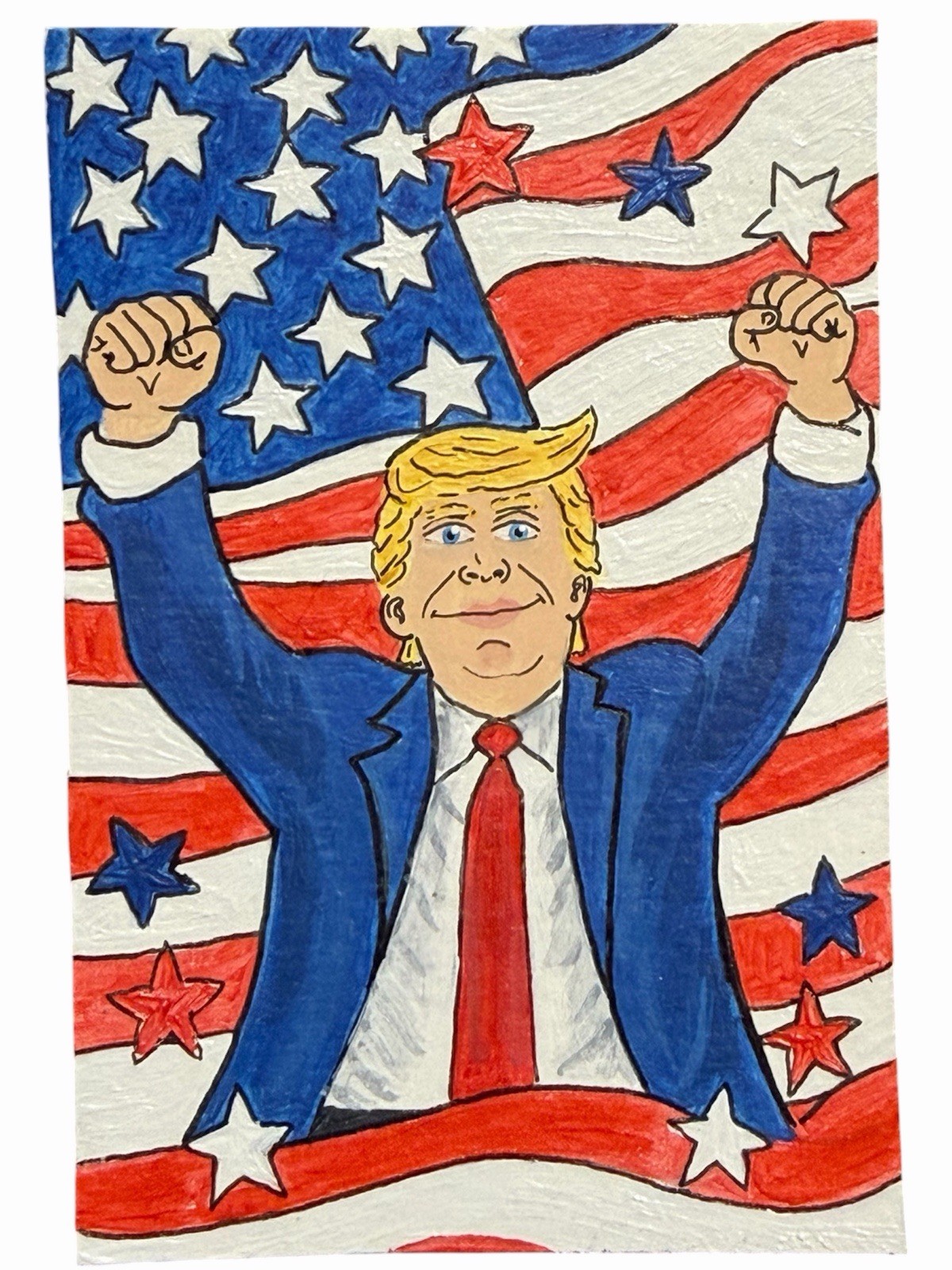 SJP USA American Flag Donald Trump MAGA Presidential Aceo painting Card Art
