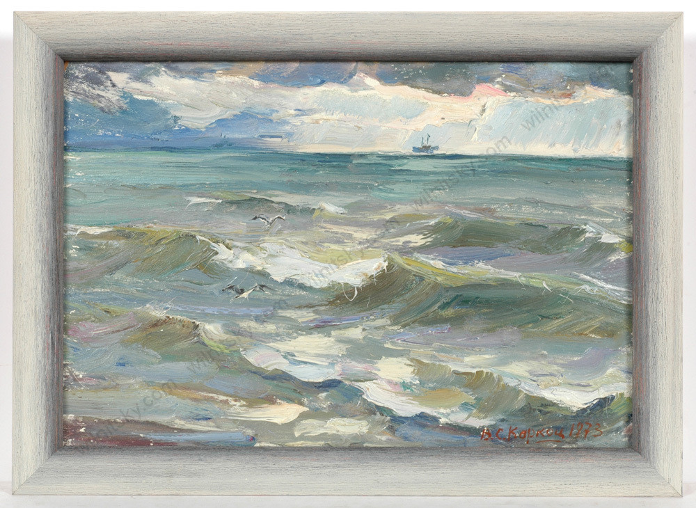 Vasili Karkots (b.1926) «Seascape», 1973, Oil Painting, 1973