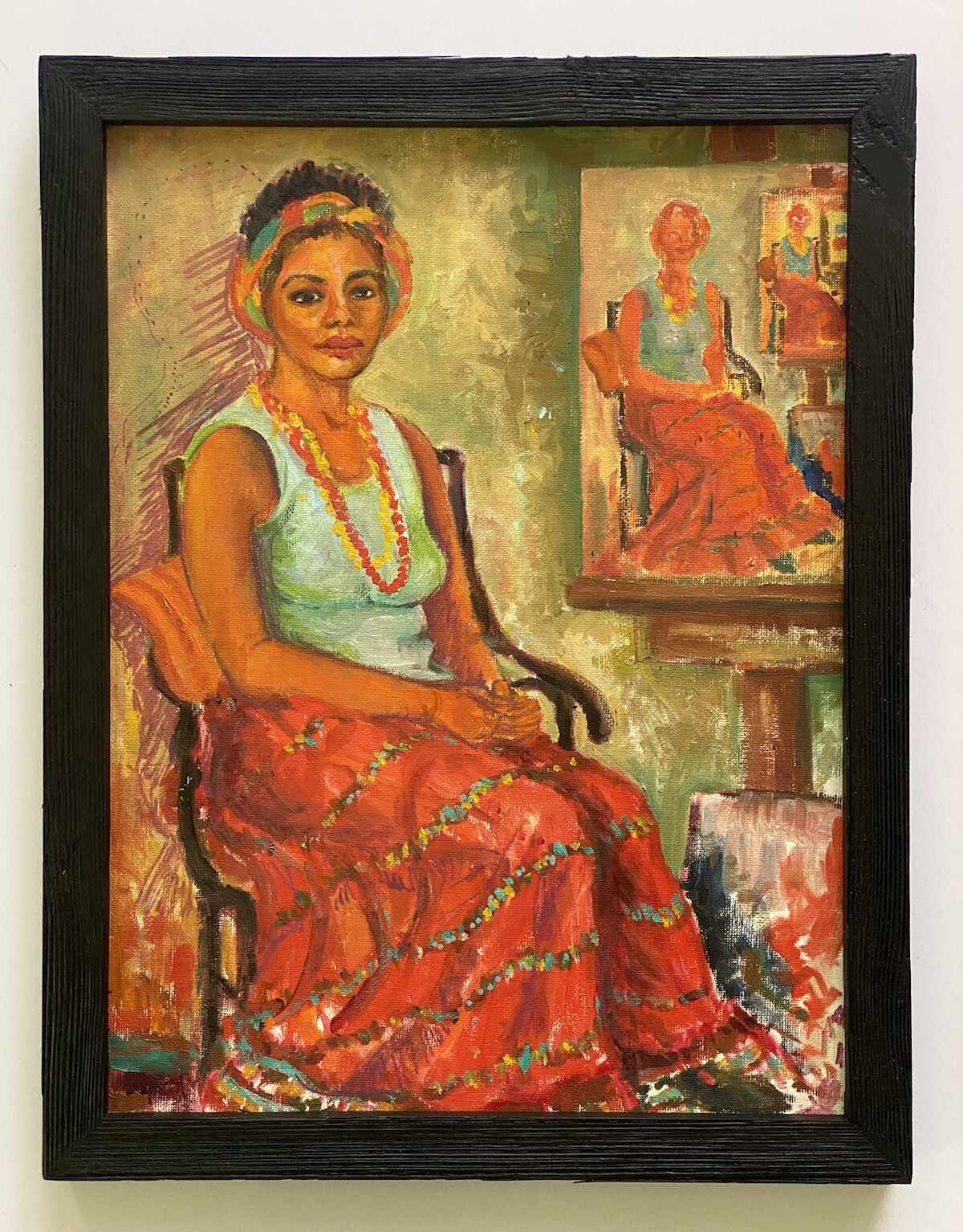 Pat Beck California VTG Black Female Portrait Study Impressionism MOD Painting
