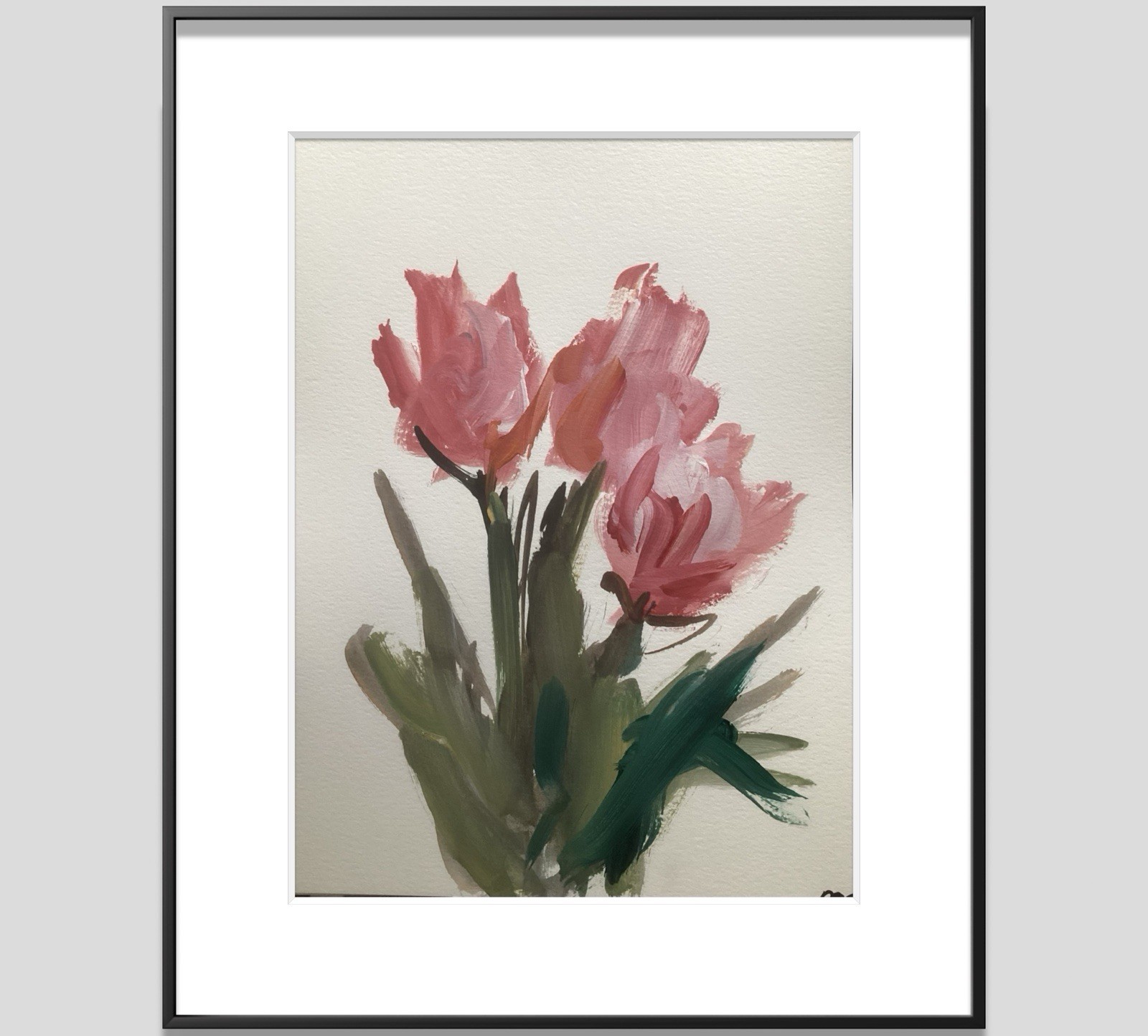 PDQ Artist Original Paintings Flowers Tulip Abstract Realist Acrylic 9×12 Paper