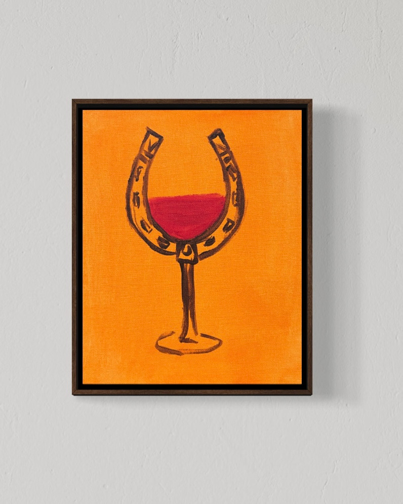 Texas Country Drink 8×10 Canvas Colorful Western Horseshoe Original Wine Art