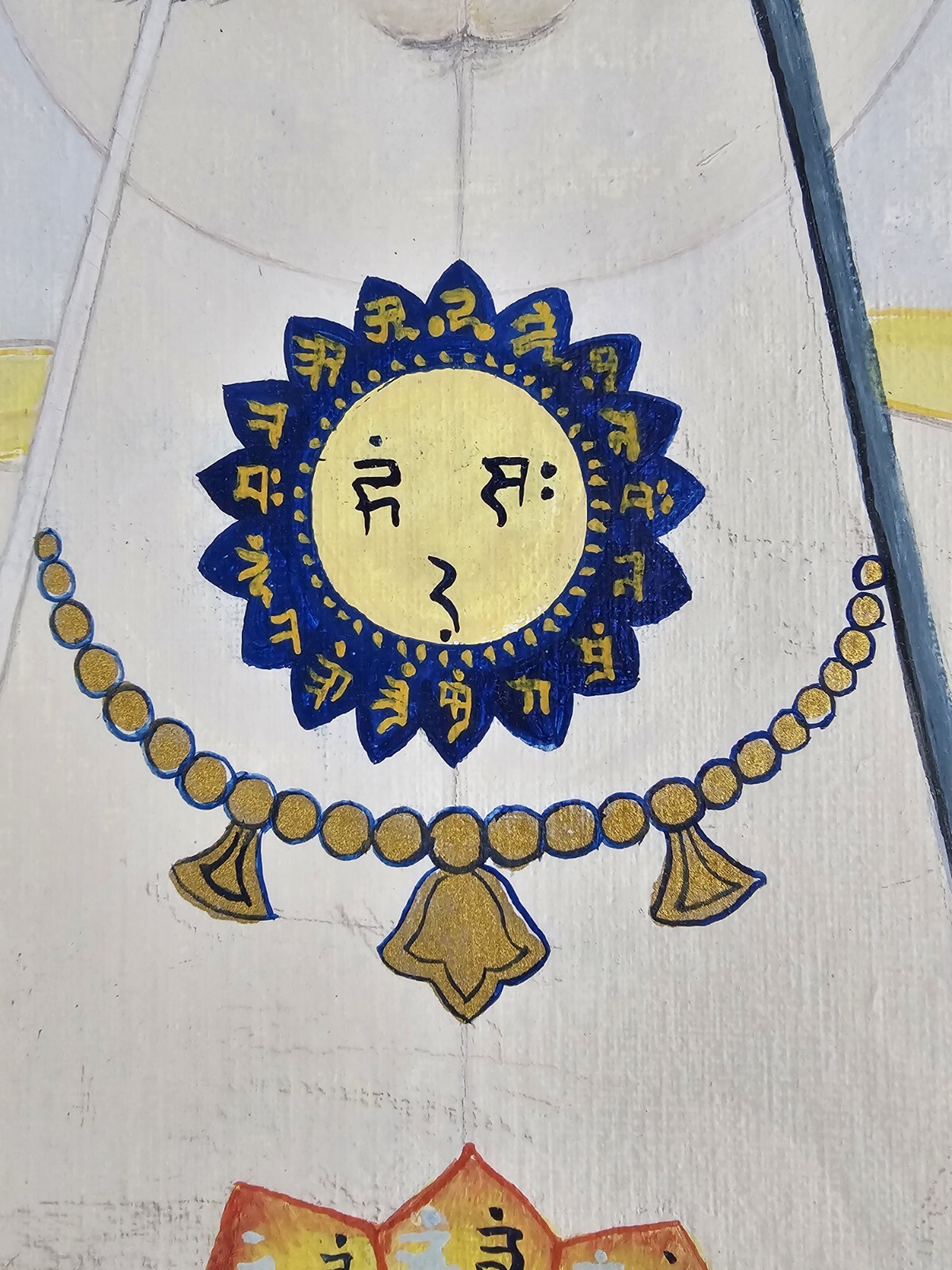 Large Vintage Original Buddhist Chakra Painting 26×19 Framed Meditation Art 1/1