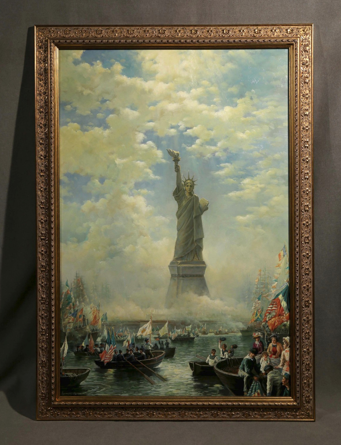 Statue of Liberty Dedication American 19th Century Painting Att. to Edward Moran