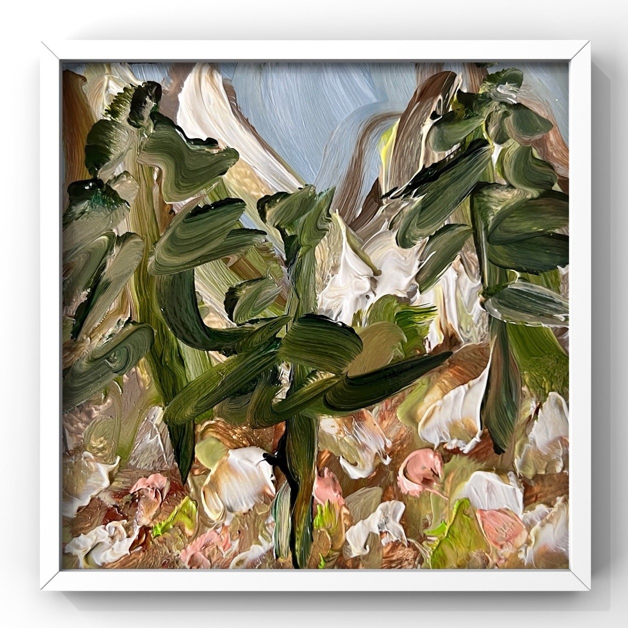 Alpine Wildflower Field Landscape Painting Nature Inspired Mountain Decor Art 4”