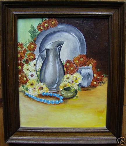 Beautiful still life «flowers and tins»