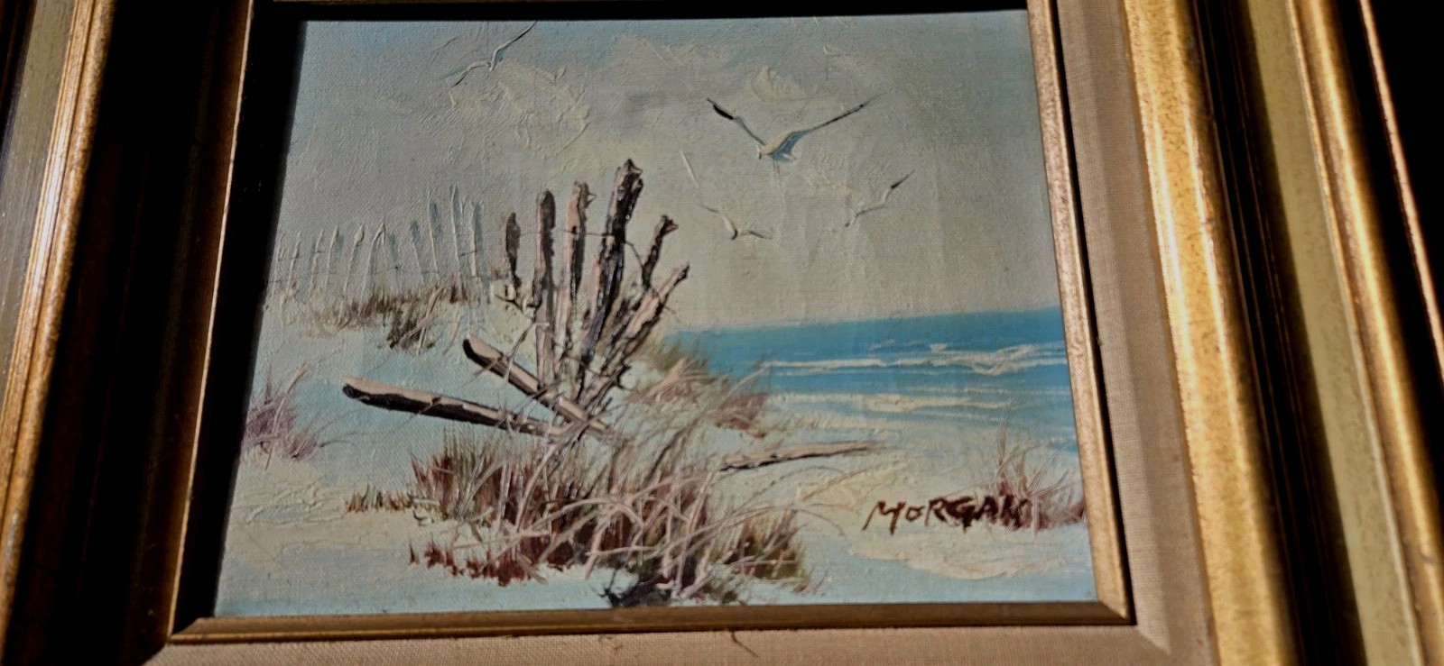 Art By Alfred George Morgan Orginal Coastal Frame Oil Painting Signed 18X16