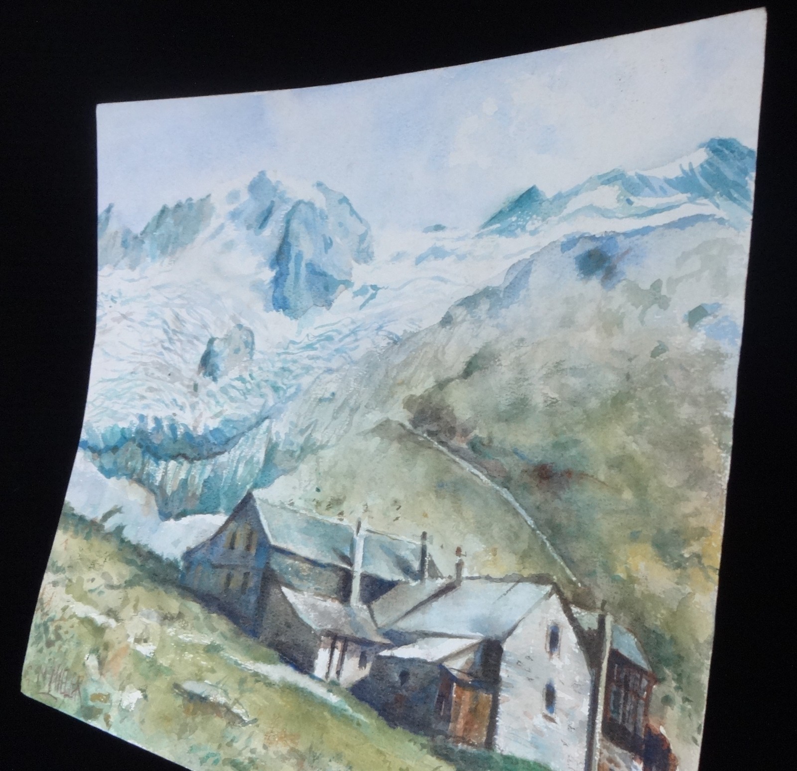 GERRY MILER watercolor painting. “Landscape” 45 x 34cm. Unframed.