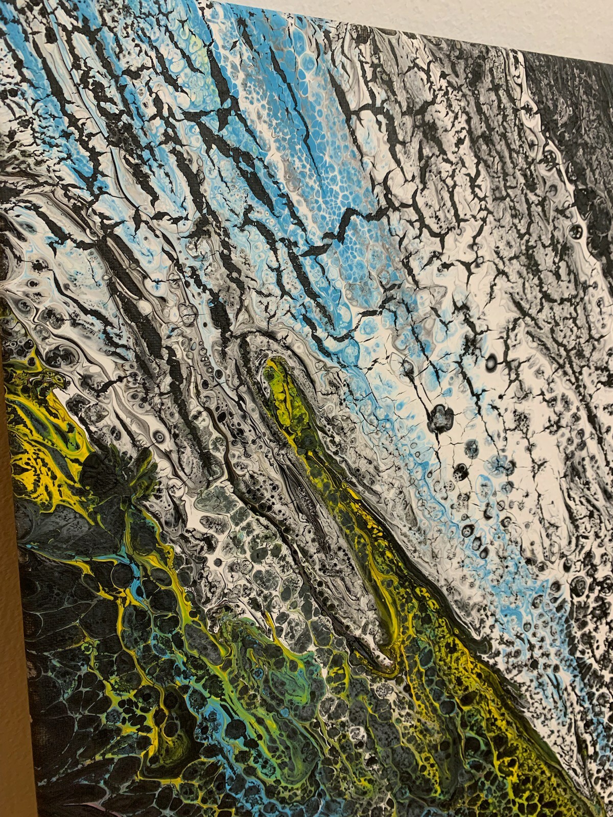 Riptide Painting – Blue & White – 16 X 20 Inches – Nice Texture – Original