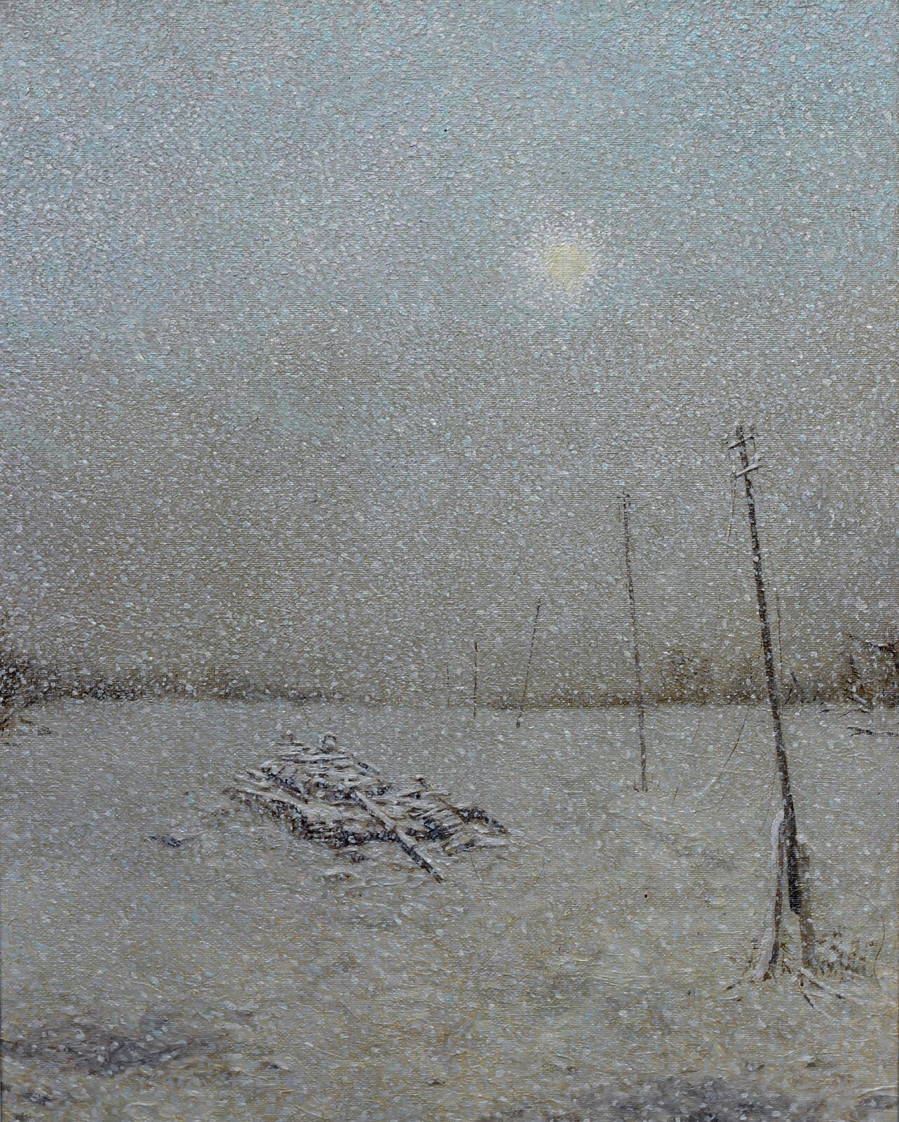 Winter in Ukraine Landscape Oil Painting Original Canvas 50×40 cm Snowfall