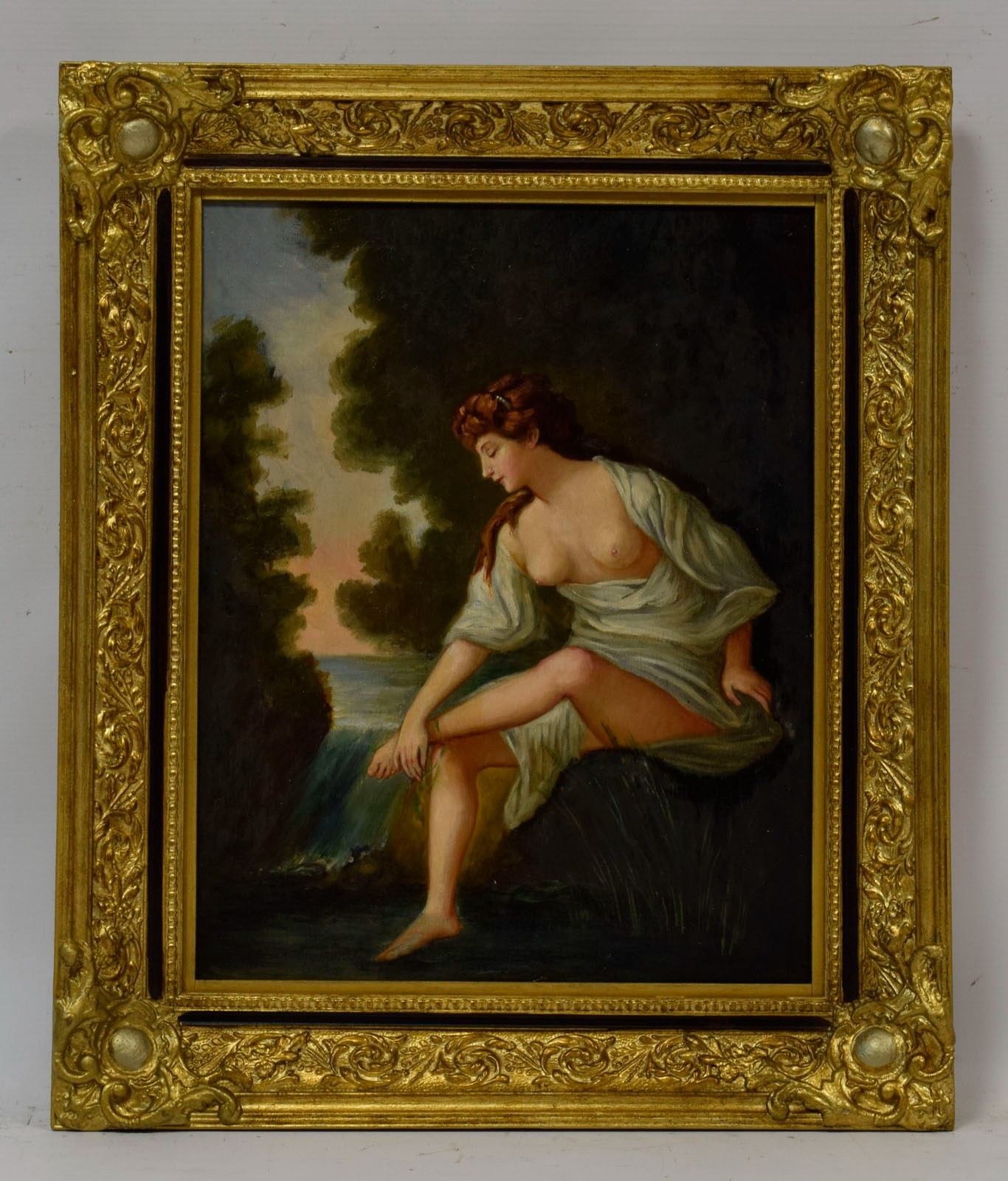 Old painting, in the manner of F. Boucher (1703–1770) Nude, Bathing Nymph, oil.