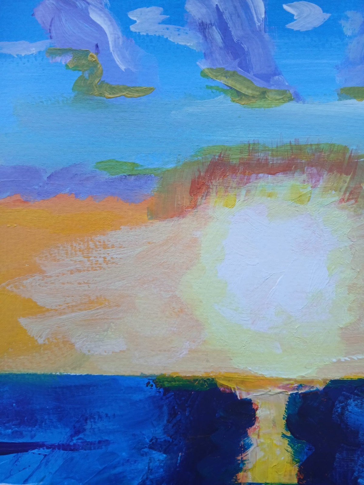 Impressionistic/Abstract Sunlit Days 11X14 Handmade Signed Colorful Art Painting