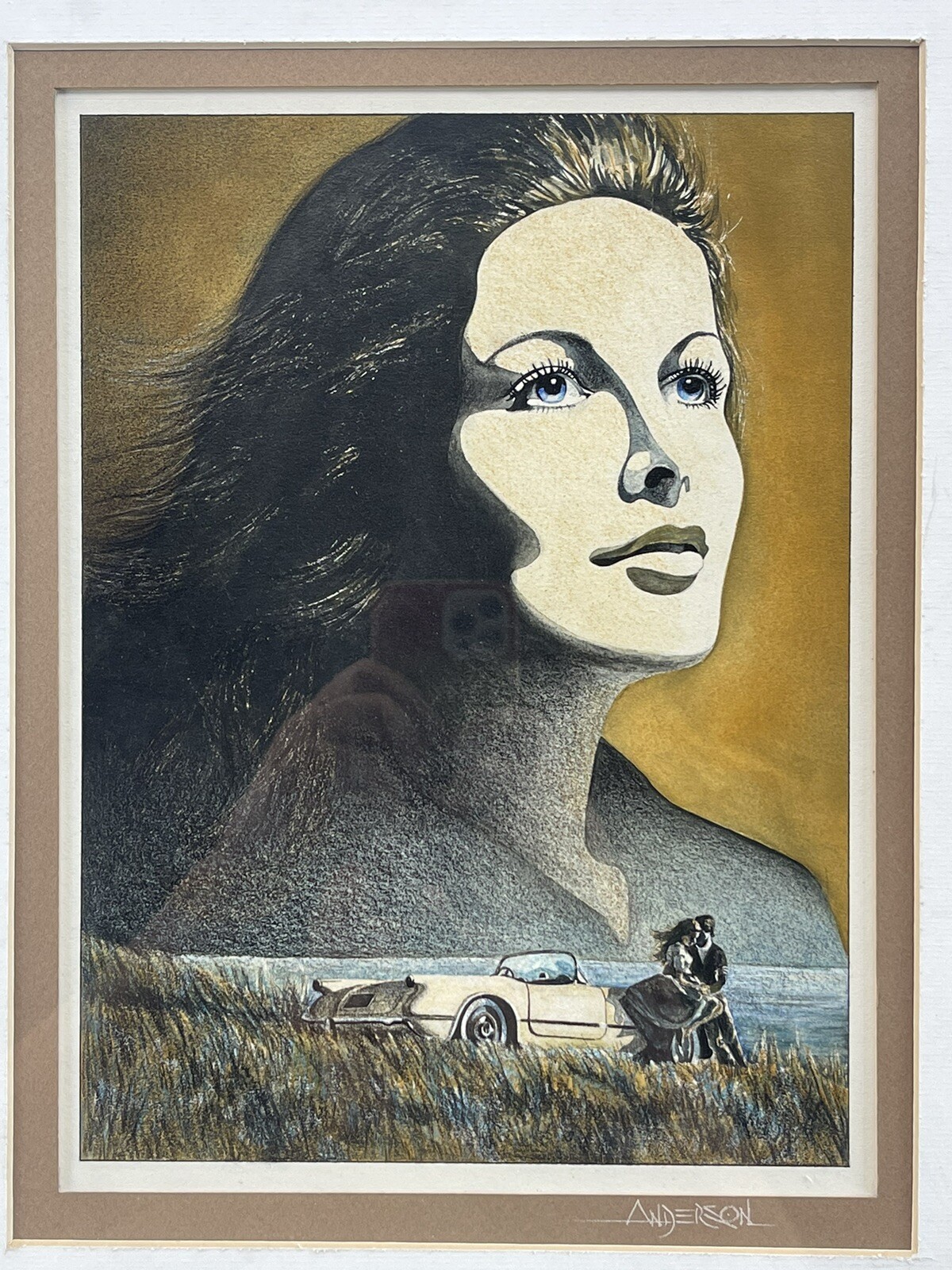 Original Mixed Media Woman. Patrick Nagel Era. Robert Anderson Illustration?