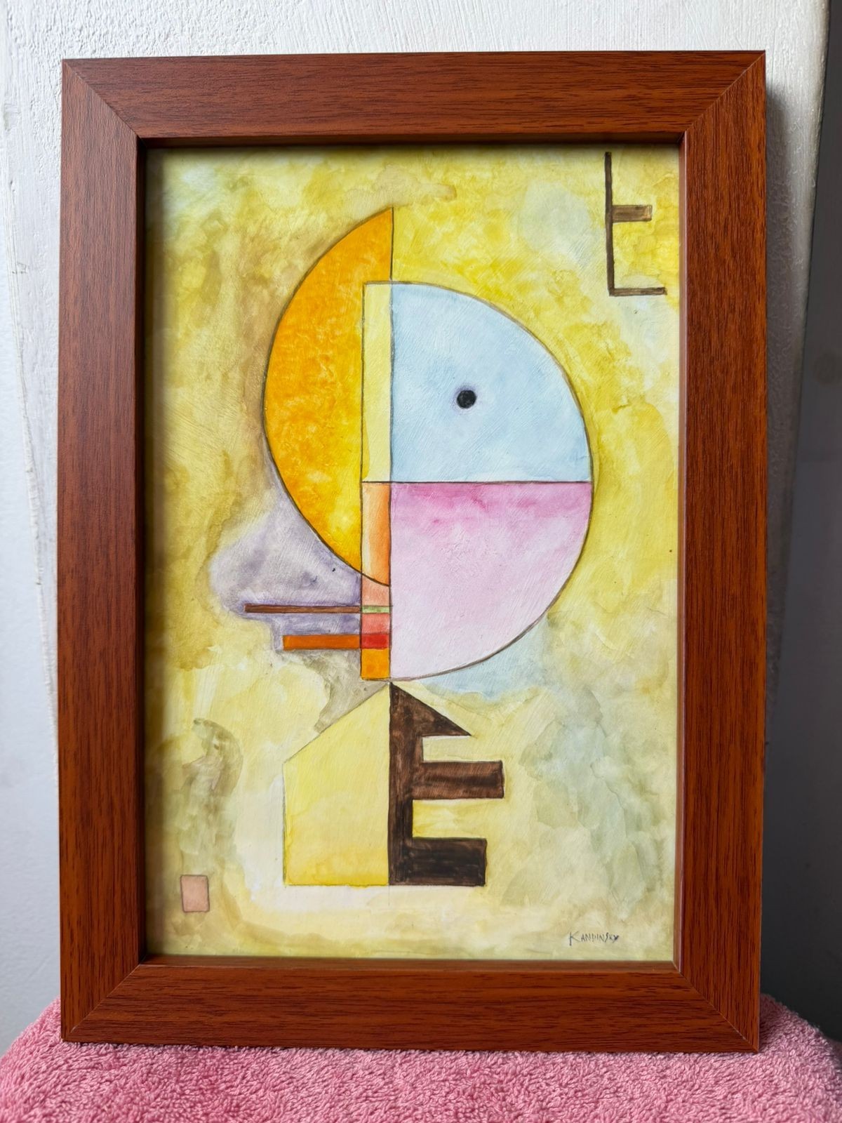 wassily kandinsky , framed oil painting on wood, sealed and signed.