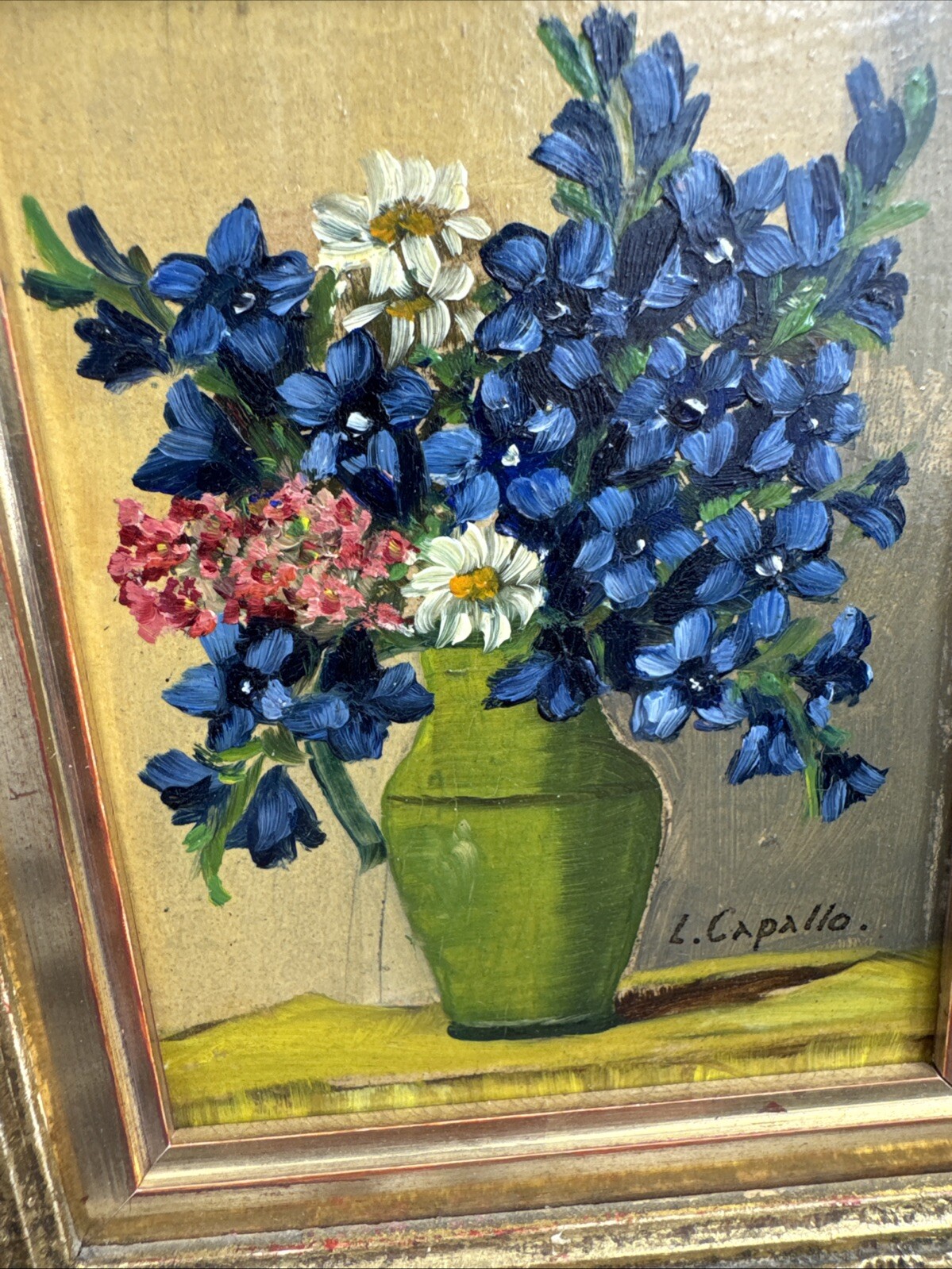 19TH C. Quebec Artist L. Capallo (1843-1902) Original Small Oil Painting 3×5”