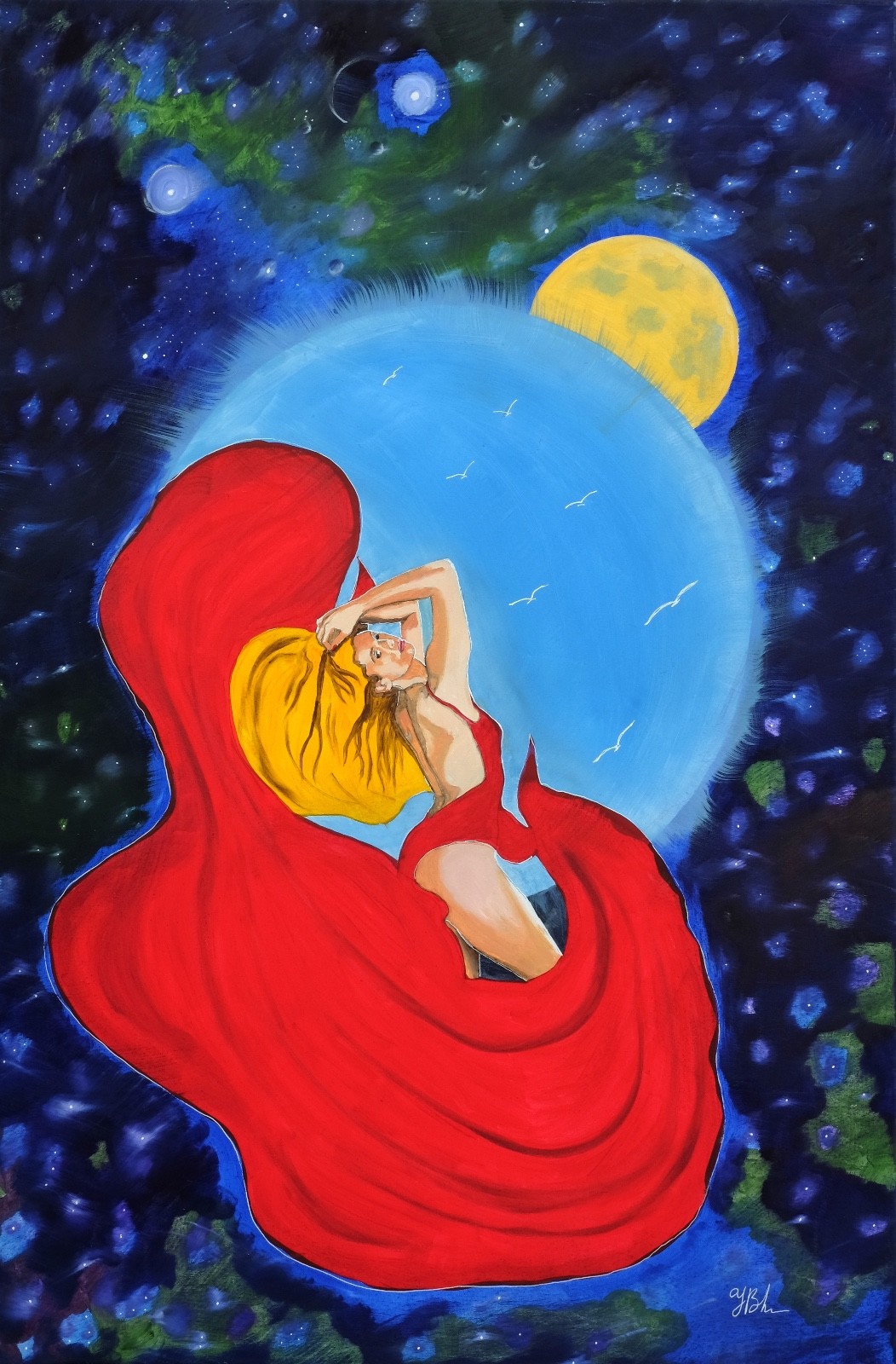 Art, Painting,»Dance between The Stars» – Giclee on Canvas 22″x33″ Yelena Berzon