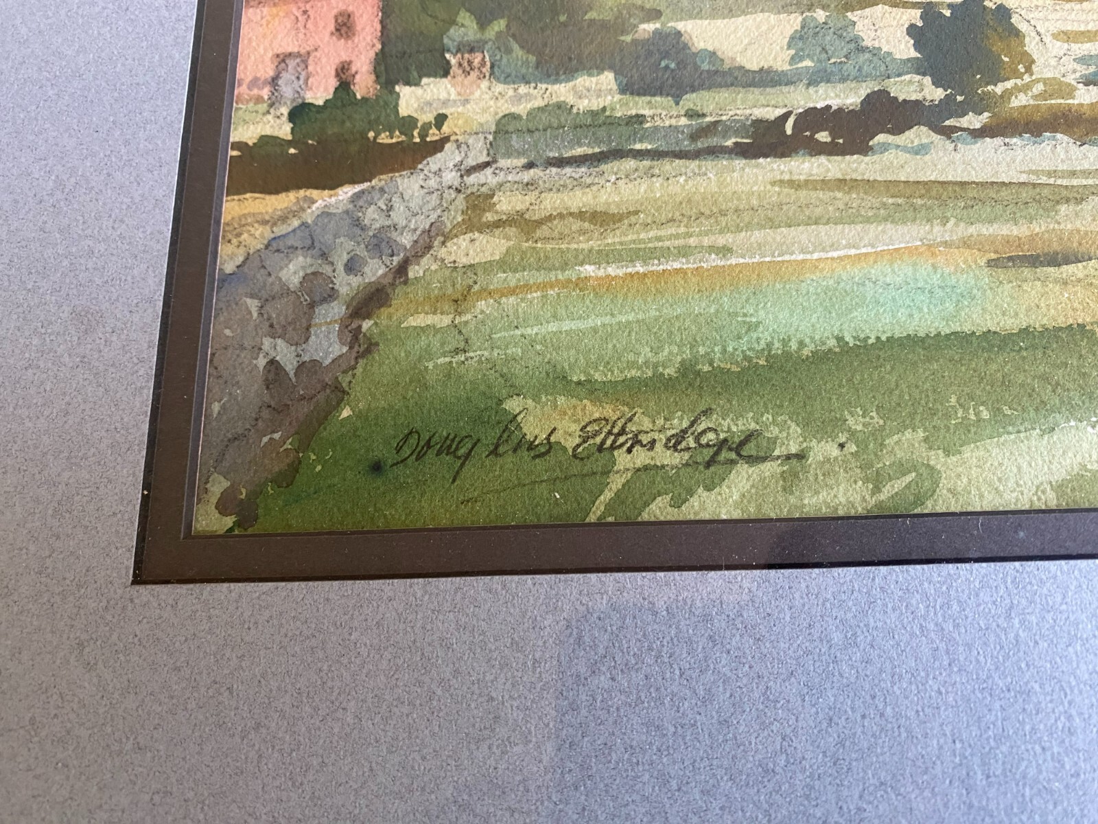 Framed original watercolor Cley Windmill Norfolk England Douglas Ettridge 1968