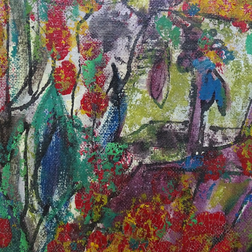 Mid Century Floral Abstract Impressionism Oil Painting Framed Signed 14.75×10.75