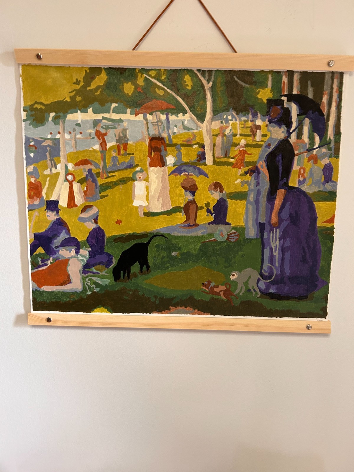 People in the Park an Acrylic Painting – 16″ x 20″- Wood & leather frame