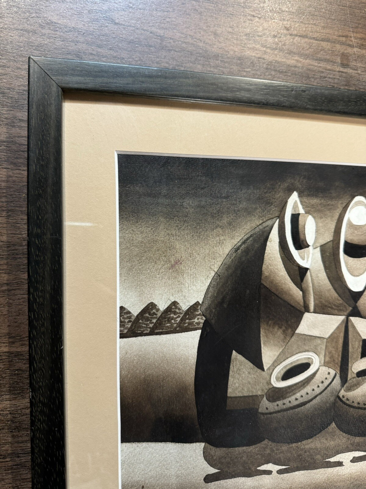 ORIGINAL «PERUVIAN» CUBIST PAINTING SIGNED CONTRERAS WATER COLLECTORS REST