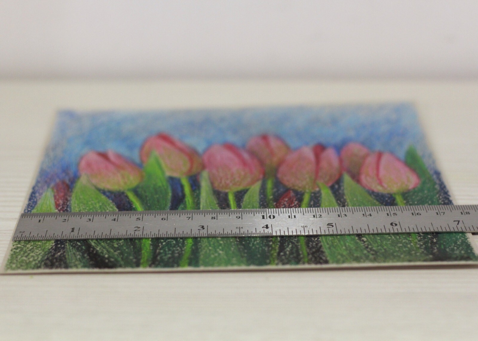 Pink Tulips 7×7 Original Oil Pastel Painting Spring Flowers Hand Painted Artwork