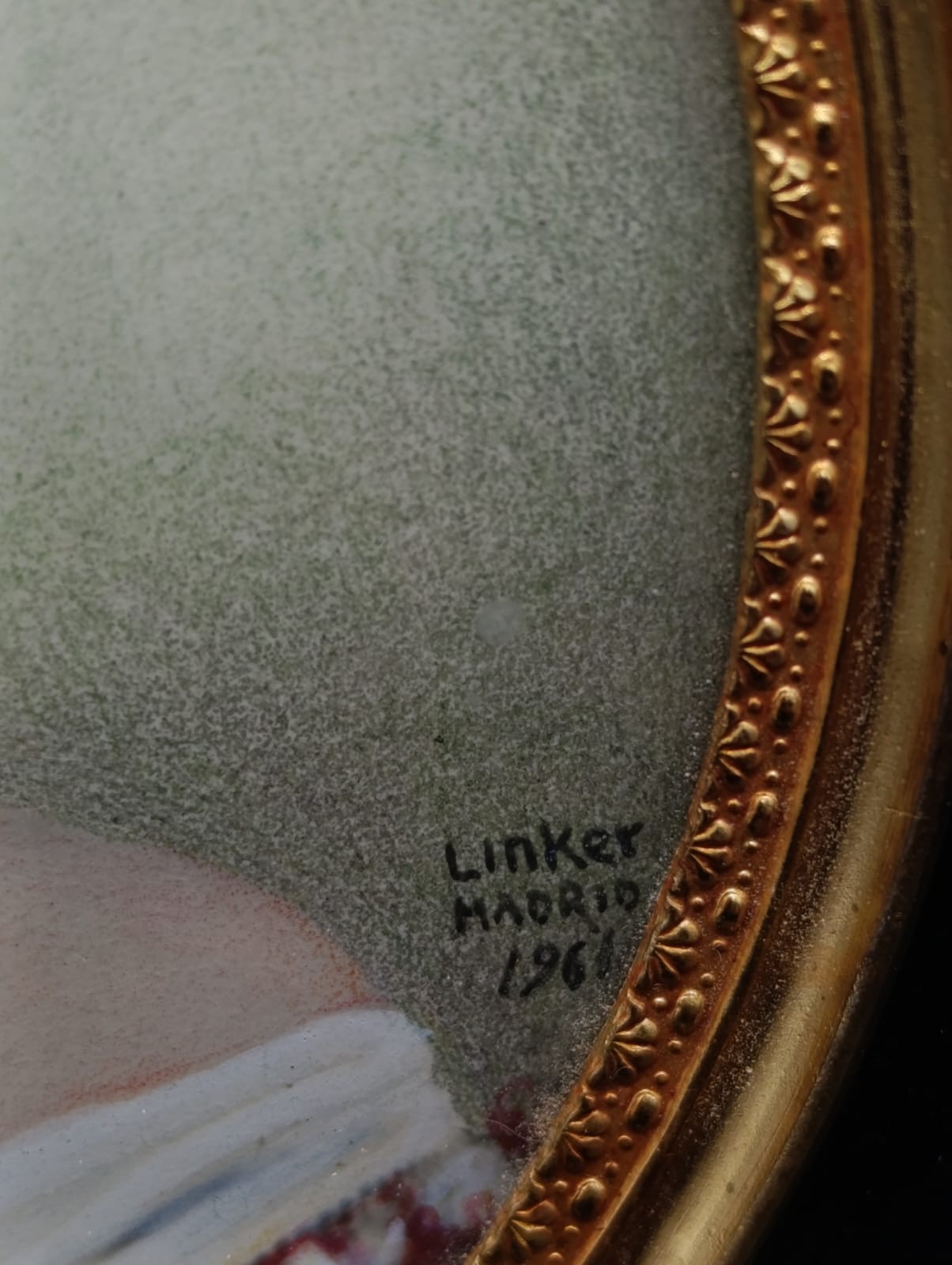 Signed Linker Madrid 1961 Hand Painted Portrait Miniature Victorian Lady