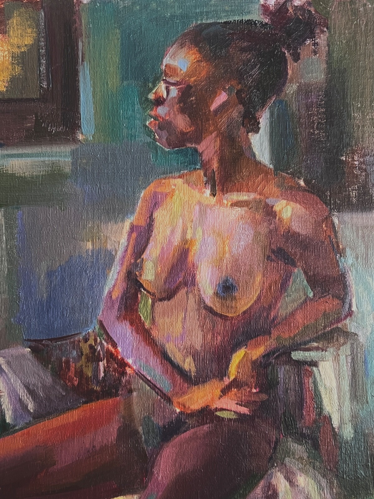FEMALE NUDE Signed Original African American Woman Figurative Realism