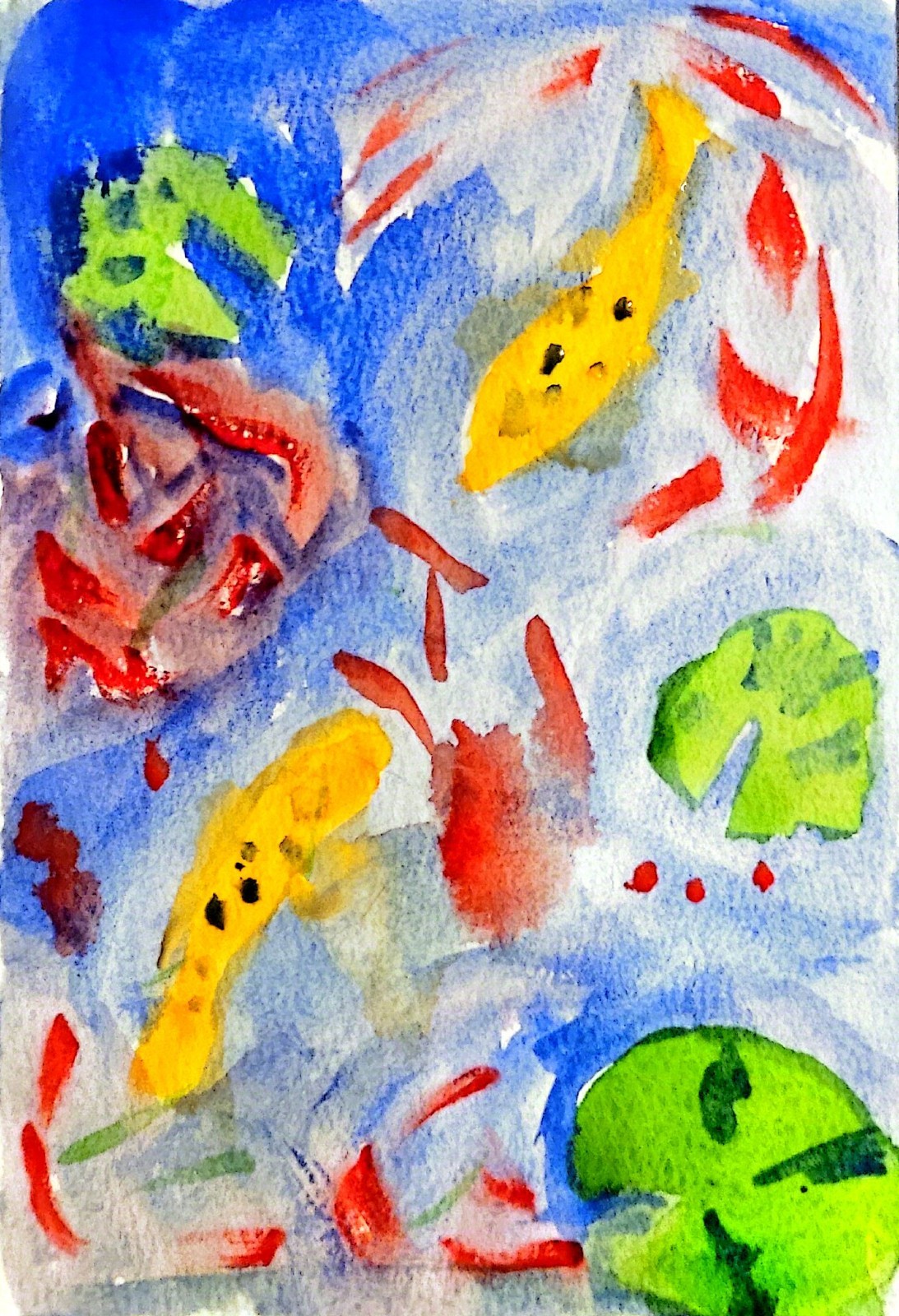 Koi Pond Contemporary Pop Art Acrylic Painting Signed