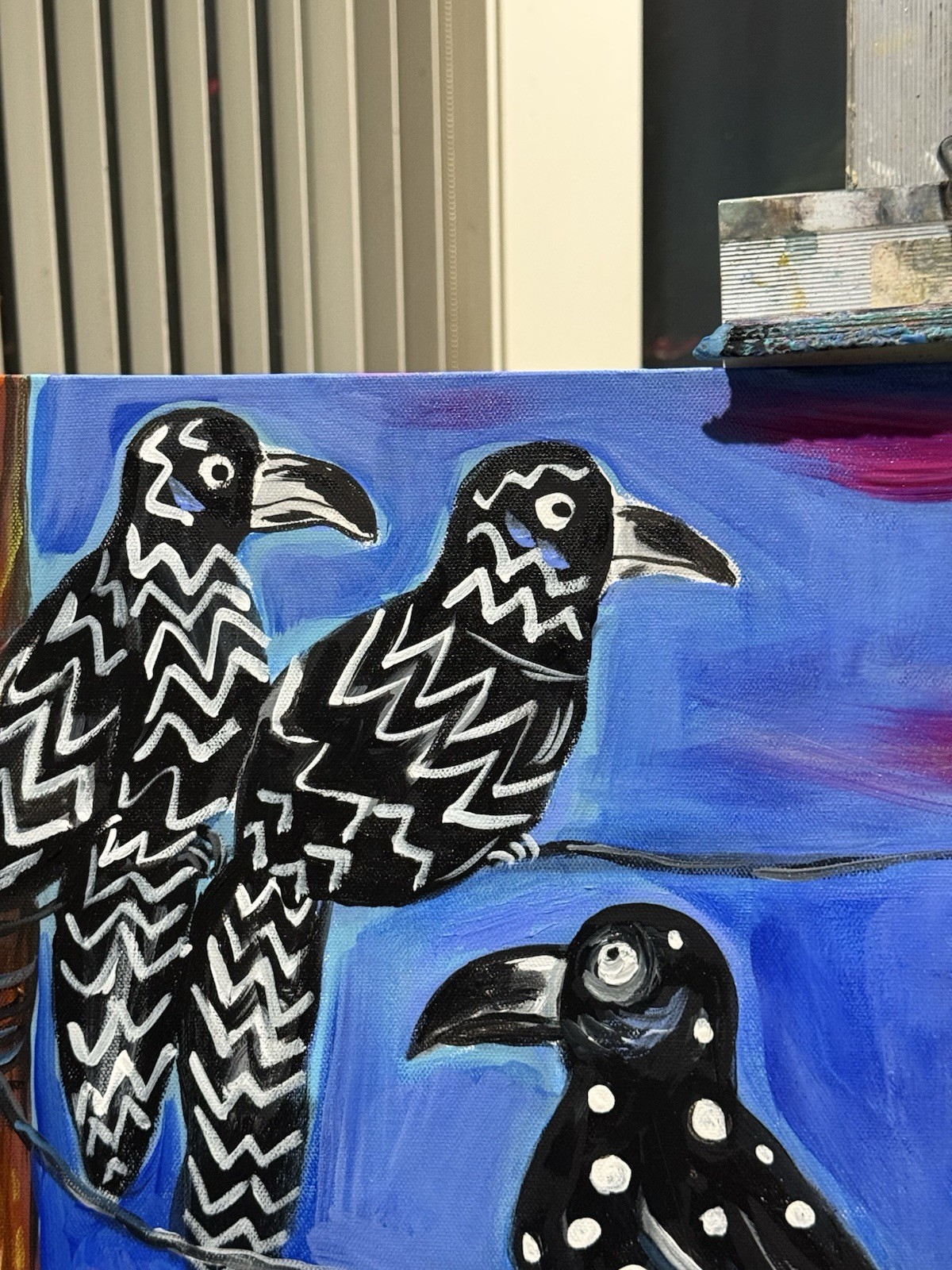 Something’s Up With The Crows Original Melissa Bollen Acrylic Painting Crows