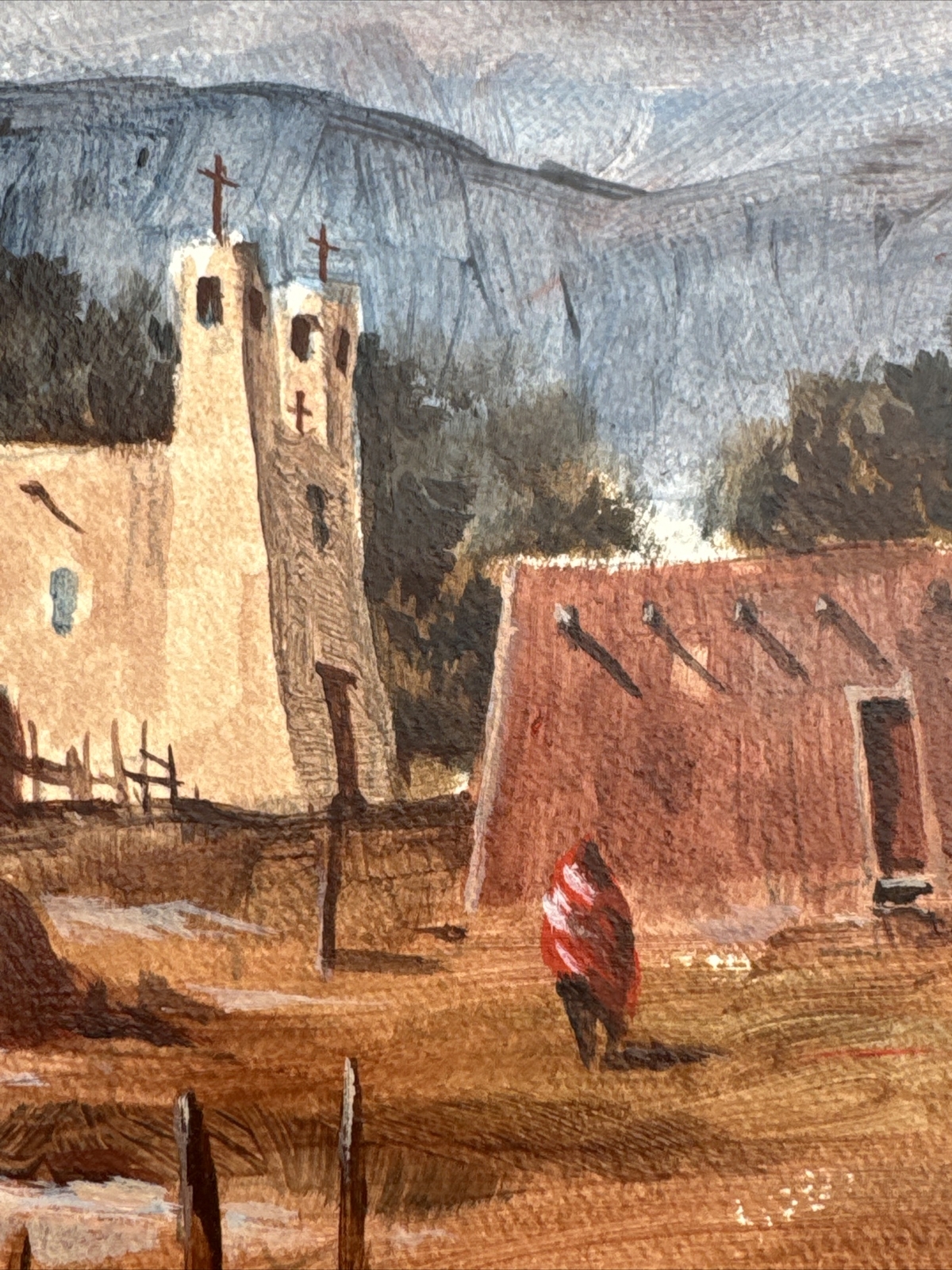DON BRACKETT PAINTING NEW MEXICO INDIAN HOMES LANDSCAPE LISTED FAMOUS VINTAGE