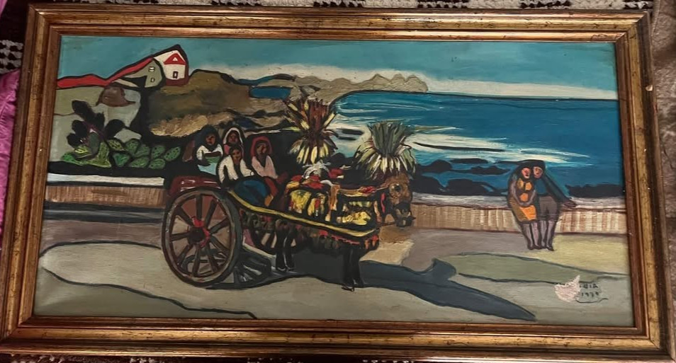 MODERNIST 20TH CENTURY LARGE RUSSIAN STYLE OIL D. 1971? SIGNED ARTIST UNKNOWN
