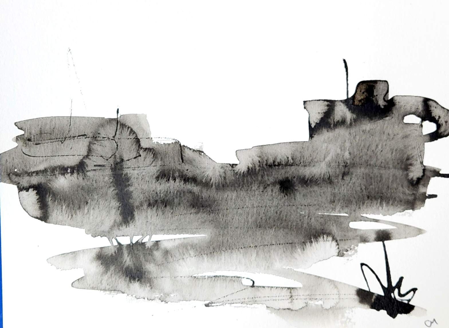 Original Abstract Acrylic 9×12 Desert Black White Striking One of a Kind