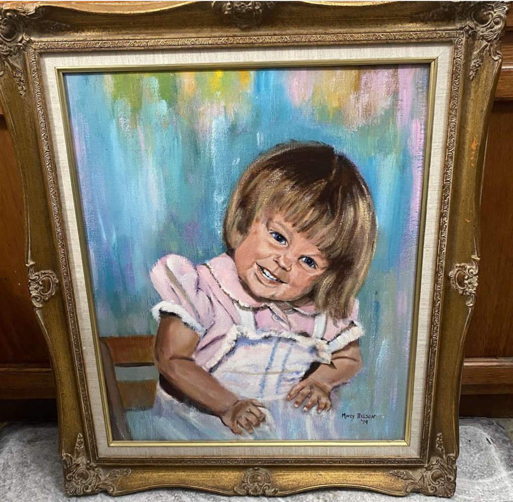 Vintage Collectible 1979 Custom Original Oil Painting Handmade Baby Girl Signed