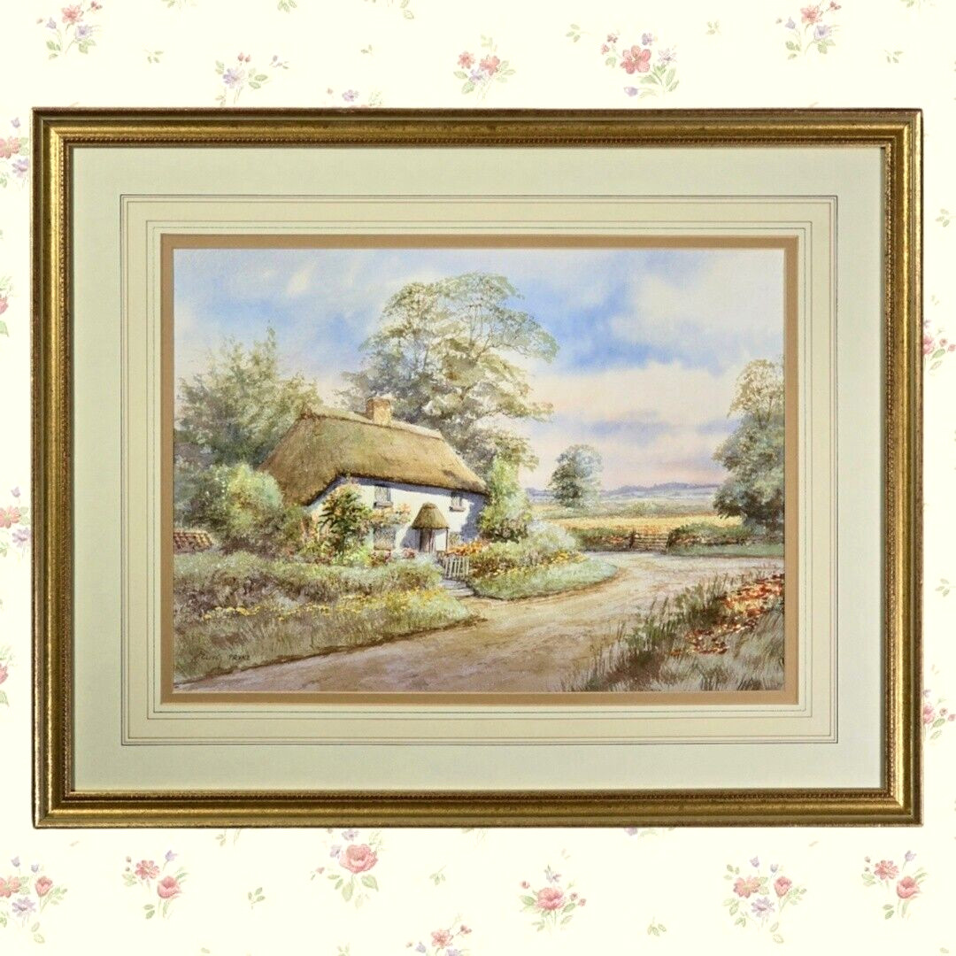 VTG 1980s Original Watercolor Thatched Country Cottage Clive Pryke England Wales