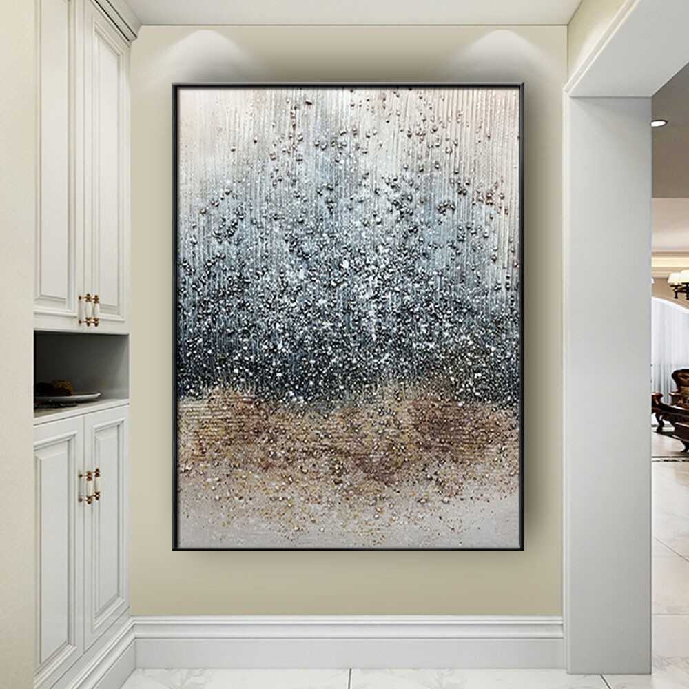 Modern Canvas Wall Picture Abstract Starry Sky Earth Mural Hand-Painted Oil