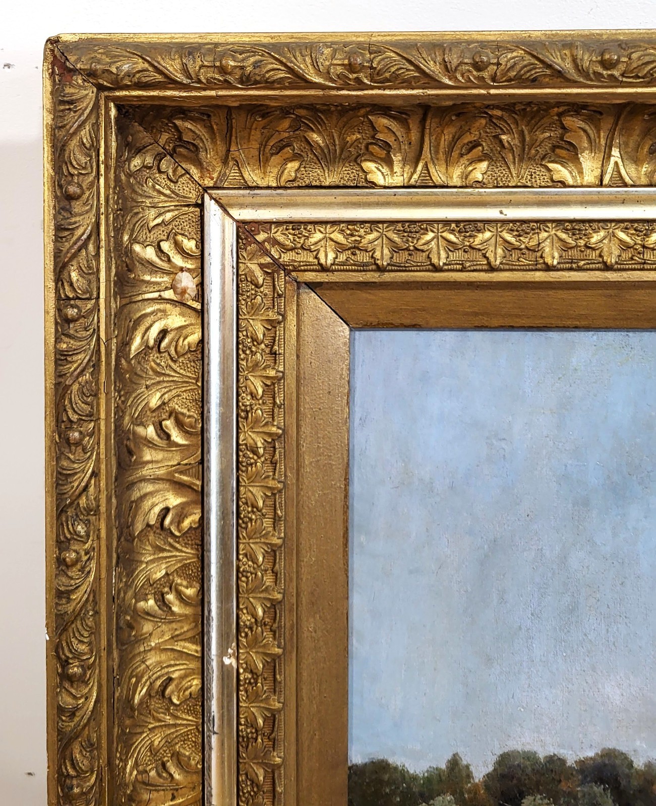 X-Large ANTIQUE Gilt Framed 19th C SEASCAPE Coastal SAILBOAT Scene OIL PAINTING