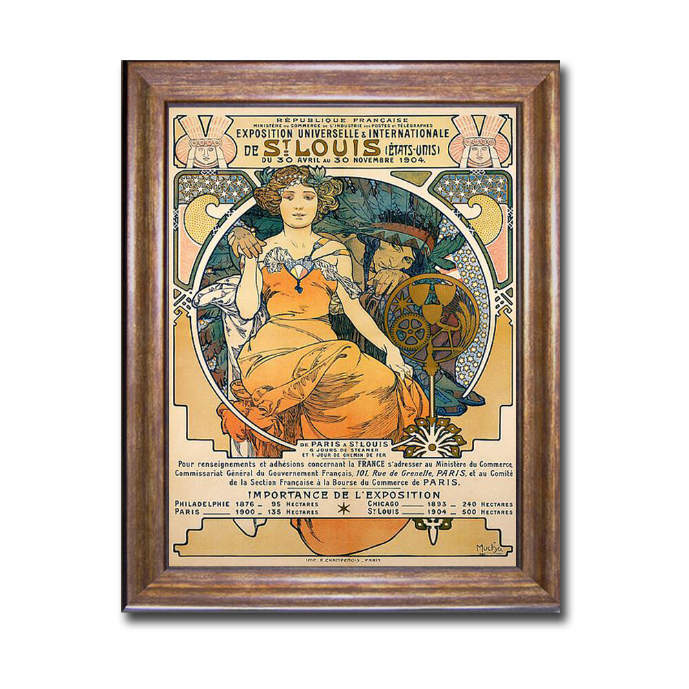 Bronze-Framed St. Louis World’s Fair by Mucha Canvas Art (25 in x 19 in Framed)